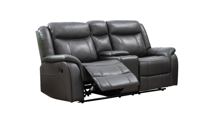 Mercer Reclining Console Loveseat, Grey Leather Gel image 10