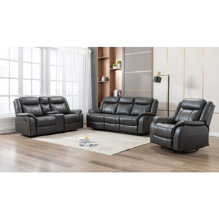 Mercer Reclining Console Loveseat, Grey Leather Gel image 4