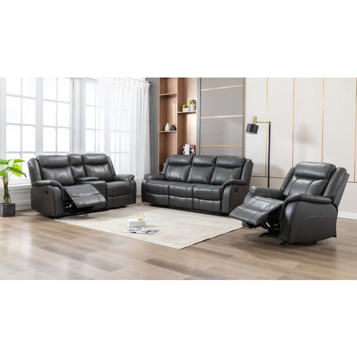 Mercer Reclining Console Loveseat, Grey Leather Gel image 7