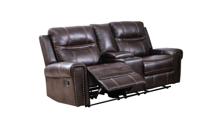 Arden Reclining Console Loveseat, Brown Leather Gel image 10