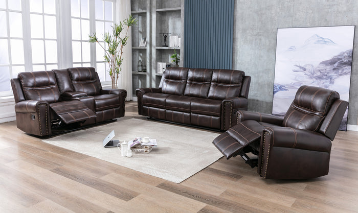 Arden Reclining Console Loveseat, Brown Leather Gel image 2