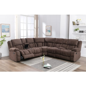 Brooks 3-Piece Modular Reclining Sectional with Consoles, Brown Chenille image 8