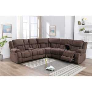 Brooks 3-Piece Modular Reclining Sectional with Consoles, Brown Chenille image 9