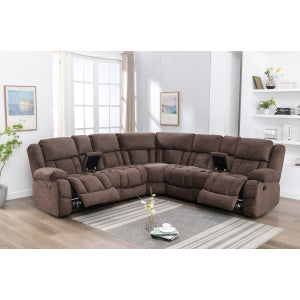 Brooks 3-Piece Modular Reclining Sectional with Consoles, Brown Chenille image 10