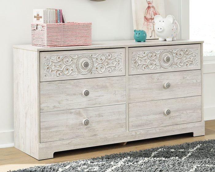 Paxberry - Six Drawer Dresser - Vinyl-Wrapped - Whitewash image 2
