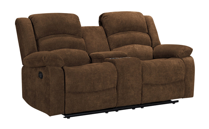 Nova Reclining Console Loveseat, Brown Fabric image 10