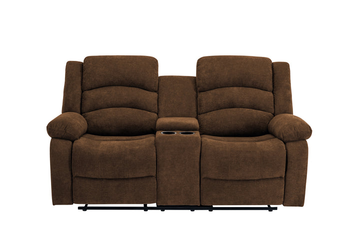Nova Reclining Console Loveseat, Brown Fabric image 9