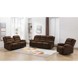 Nova Reclining Sofa, Brown Fabric image 3