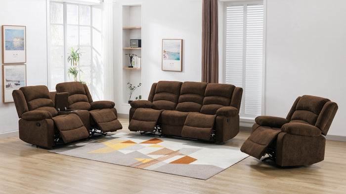 Nova Reclining Sofa, Brown Fabric image 2