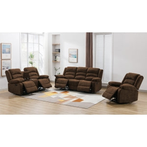 Nova Reclining Sofa, Brown Fabric image 6