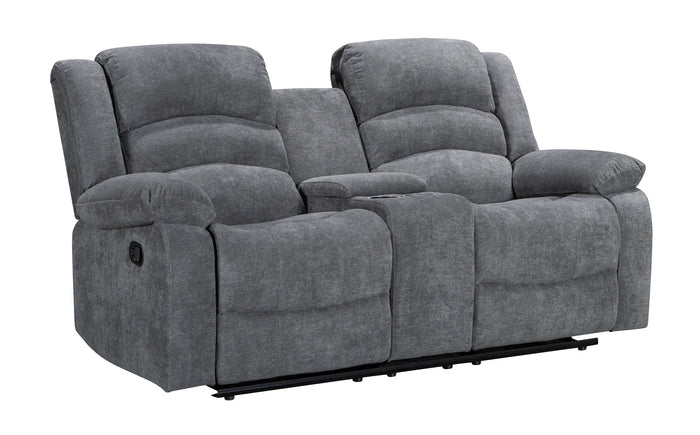 Nova Reclining Console Loveseat, Grey Fabric image 10