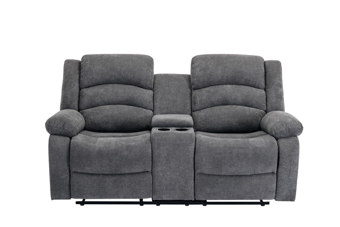 Nova Reclining Console Loveseat, Grey Fabric image 9