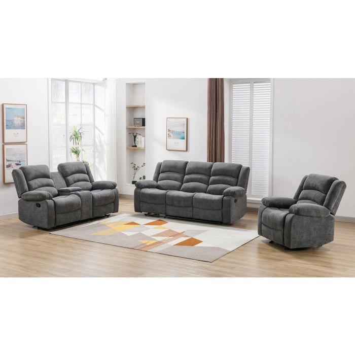 Nova Reclining Sofa, Grey Fabric image 4
