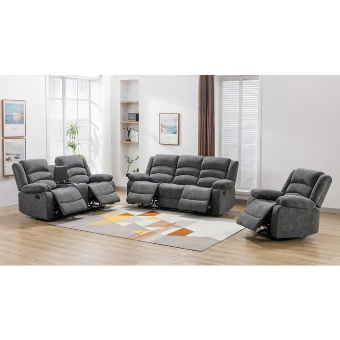 Nova Reclining Console Loveseat, Grey Fabric image 8