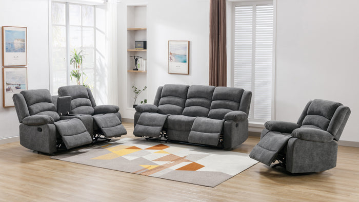 Nova Reclining Sofa, Grey Fabric image 2