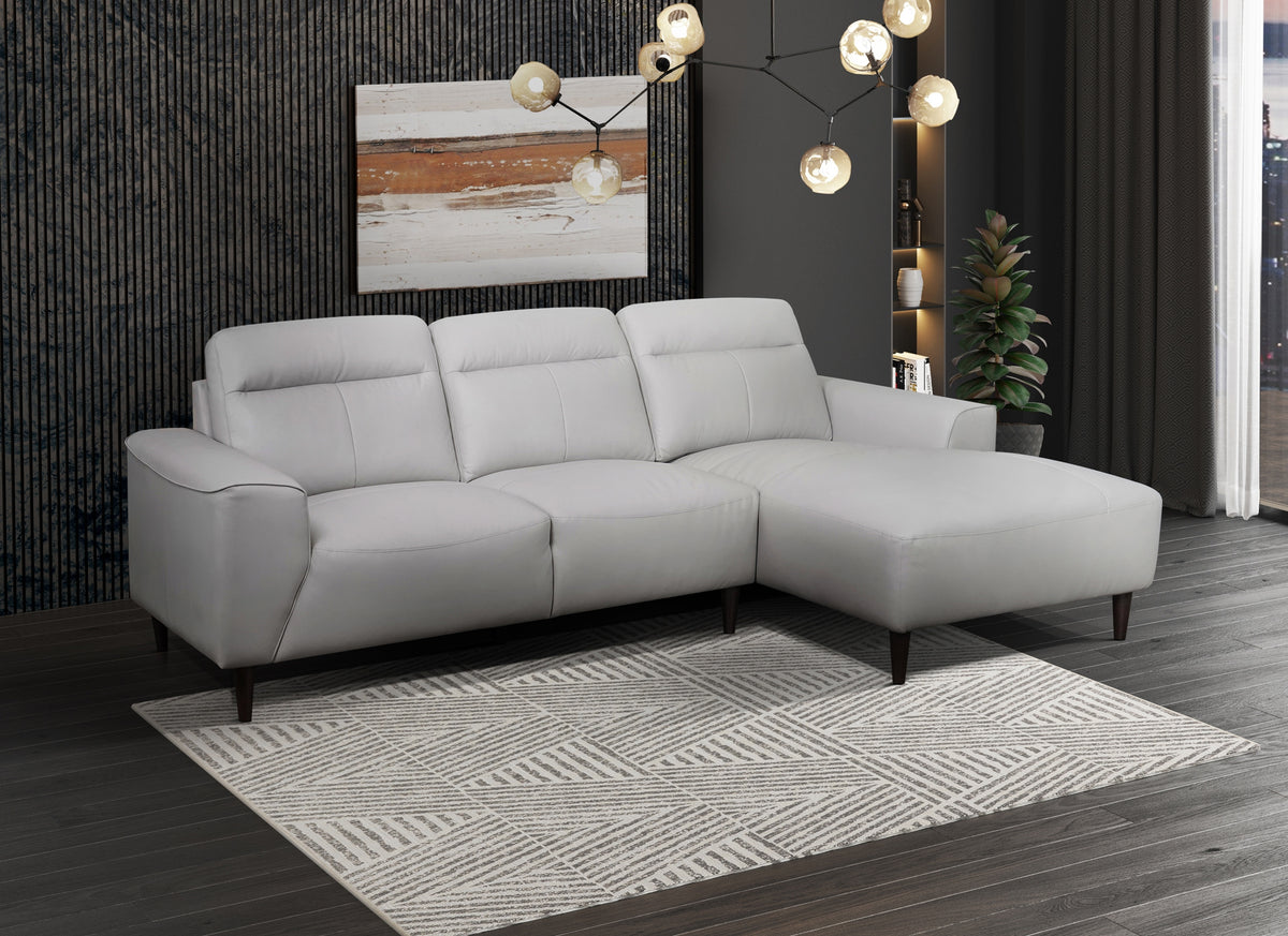 Keaton 2-Piece Sectional with Right-Side Chaise, Grey Leather Match