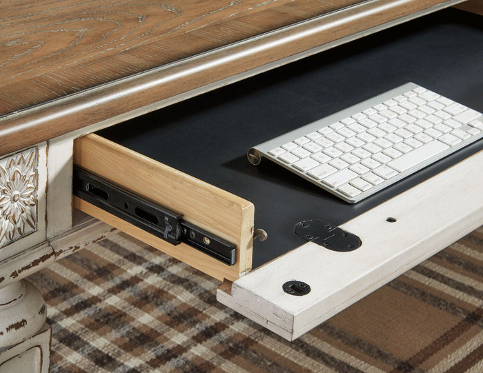 Realyn - Home Office L Shaped Desk - White / Brown image 2