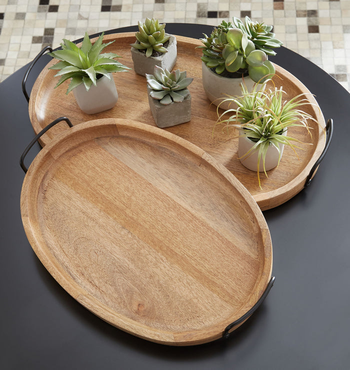 Jocelyne - Tray Set (Set of 2) - Brown / Black image 3