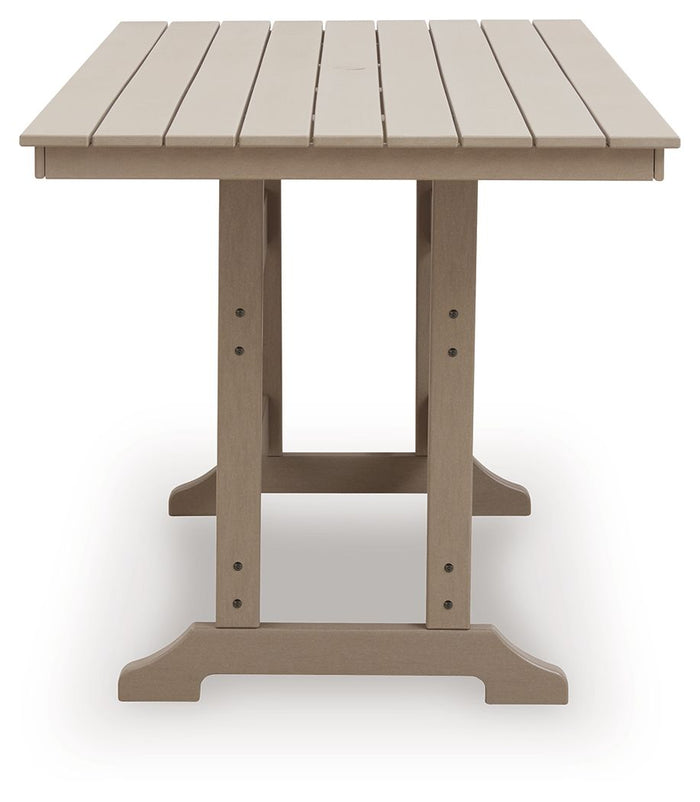 Seacliff Beach - Rectangular Counter Height Dining Table With Umbrella Option - Medium Brown image 4