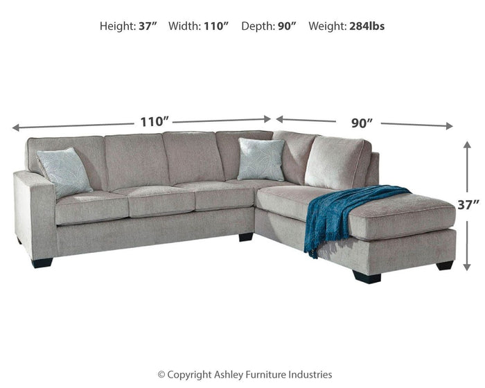 Altari - Right Arm Facing Corner Chaise With Sleeper 2 Pc Sectional - Alloy image 2