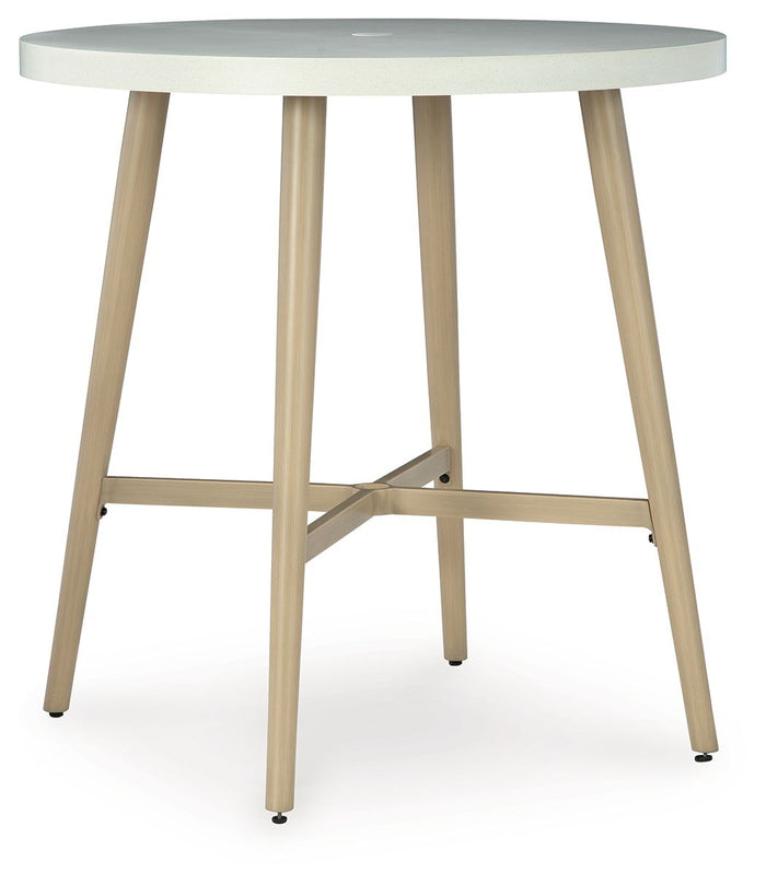 Seton Creek - Round Bar Table With Umbrella Option - Beige image 1
