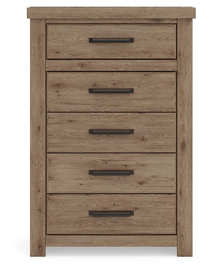 Oliandon - Five Drawer Chest - Light Brown image 3