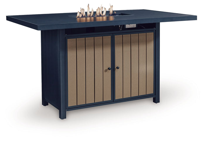East Beach - Rectangular Bar Table With Fire Pit - Blue image 2