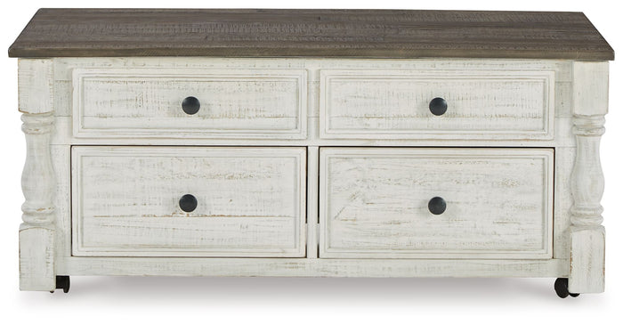 Havalance - Lift Top Cocktail Table with Storage Drawers - White / Gray image 4