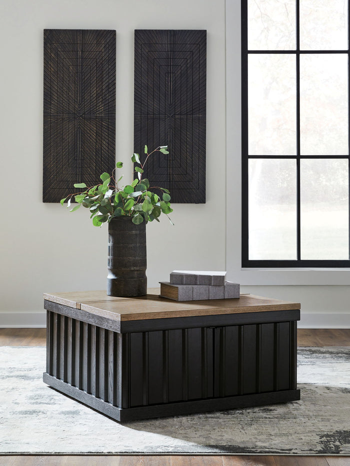 Rylandyn - Lift Top Cocktail Table - Black / Light Brown image 2