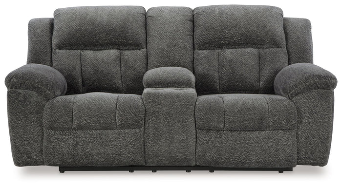 Frohn - Dbl Reclining Loveseat With Console - Fabric - Graphite image 3