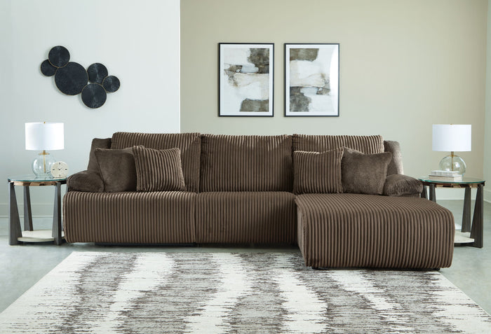 Top Tier - 3-Piece Sectional Reclining Sofa With Right-Arm Facing Press Back Chaise - Chocolate image 3