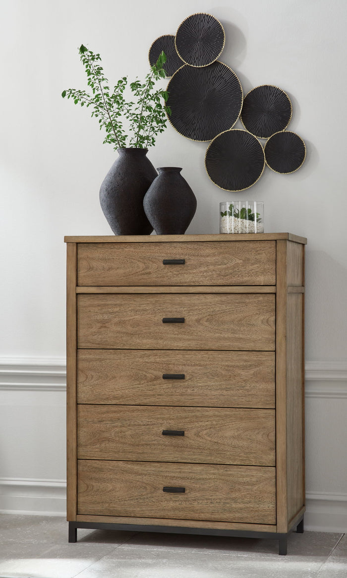 Tomtyn - Five Drawer Chest - Light Brown image 2