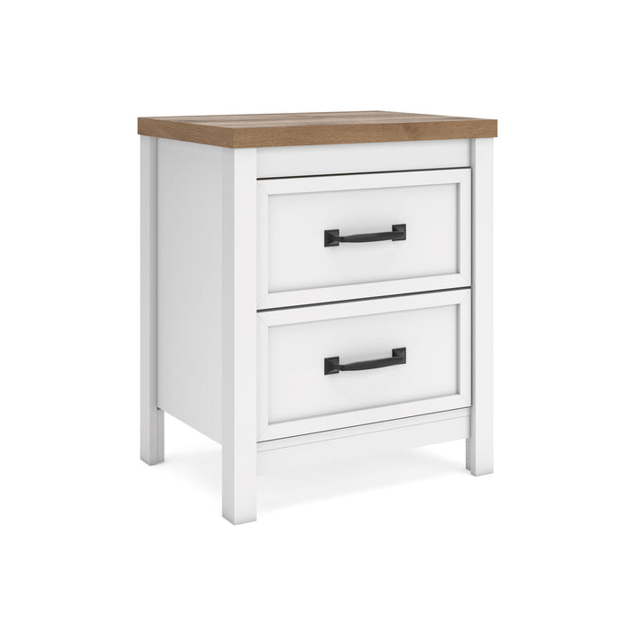 Kerisden - Two Drawer Night Stand - White / Brown image 1