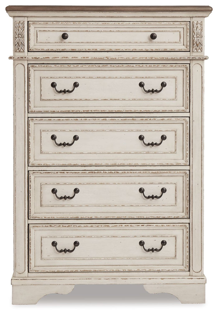 Realyn - Five Drawer Chest - White / Brown / Beige image 3