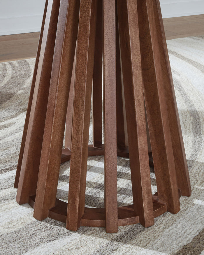 Kallari - Round End Table - Warm Brown / Black image 4