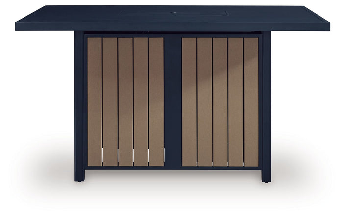 East Beach - Rectangular Bar Table With Fire Pit - Blue image 3