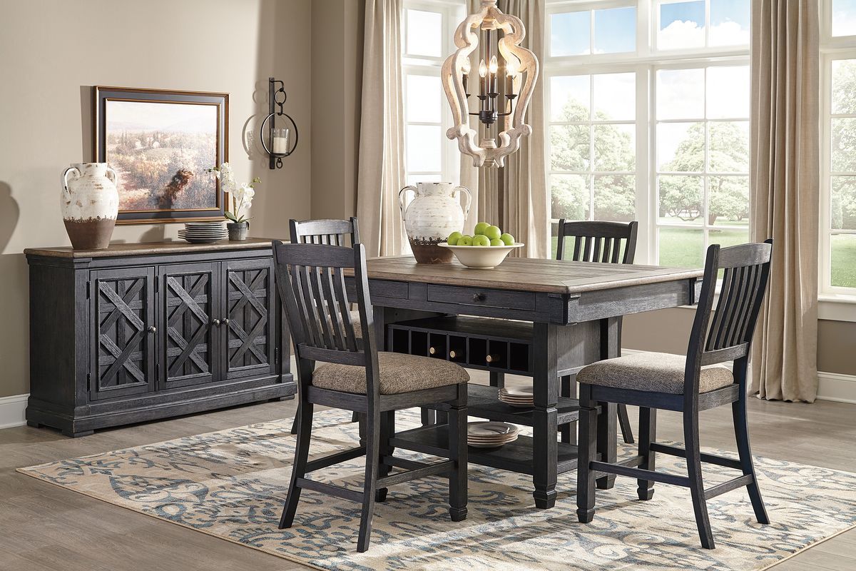 Dark Gray / 6 Pc. Table, 4 Barstools, Server