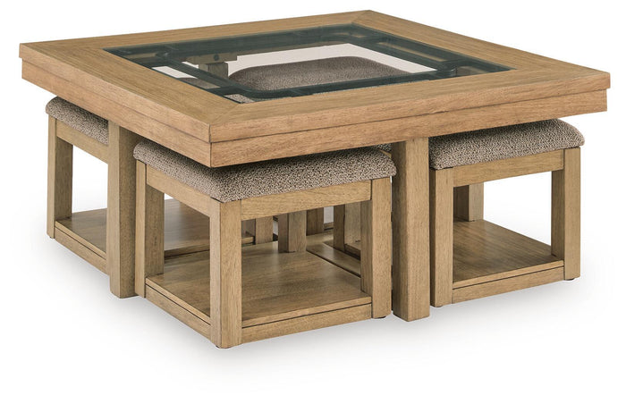 Wittenmyer - Cocktail Table With 4 Stools (Set of 5) - Natural / Black image 1