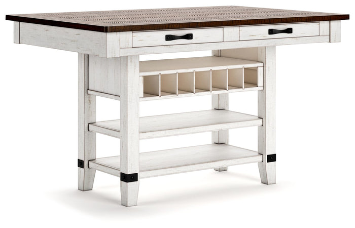 Valebeck - Rect Dining Room Counter Table With Wine Rack image 1