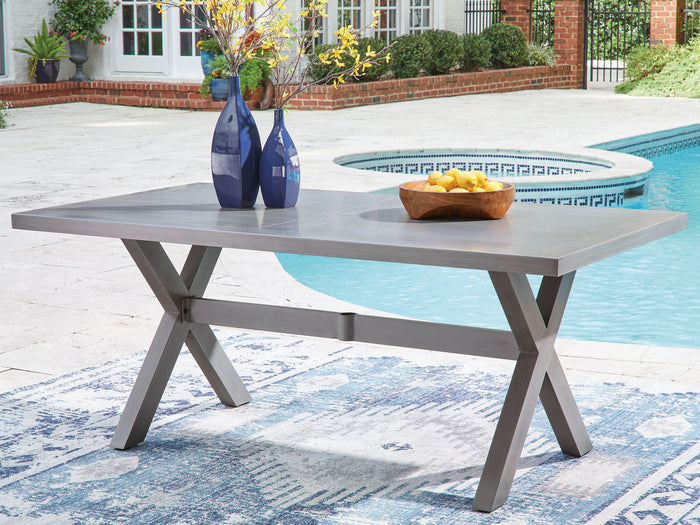 Half Moon Beach - Rectangular Dining Table With Umbrella Option - Gray image 4