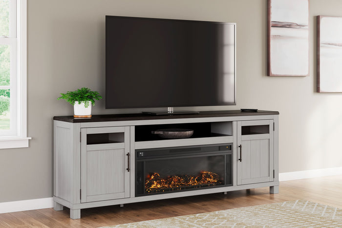 Darborn - 88" TV Stand With Electric Infrared Fireplace Insert - Gray / Brown image 4