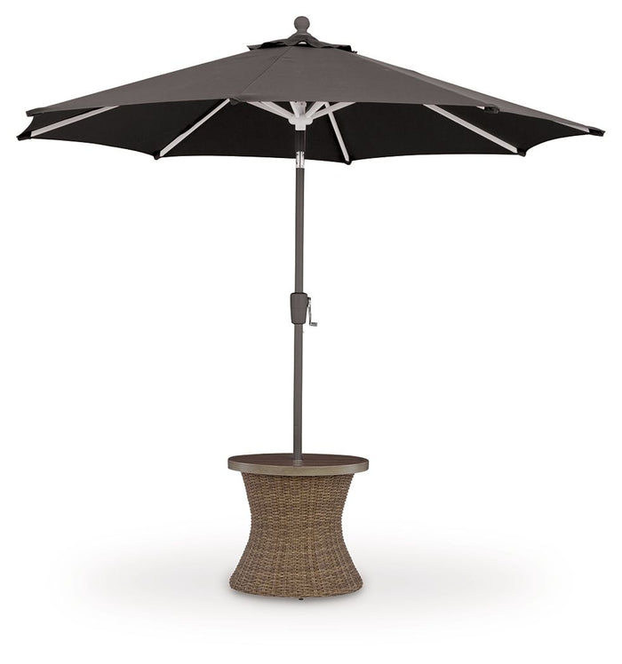 Laguna Heights - Round End Table With Umbrella Option - Beige image 4