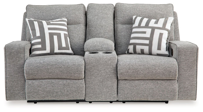 Biscoe - Power Reclining Loveseat With Console /Adj Headrest - Pewter image 3