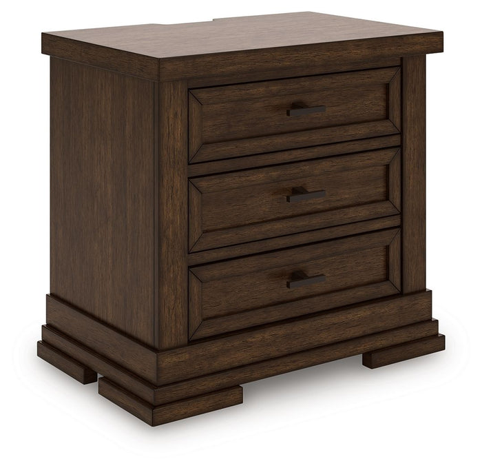 Taffenbrook - Three Drawer Night Stand - Medium Brown image 1