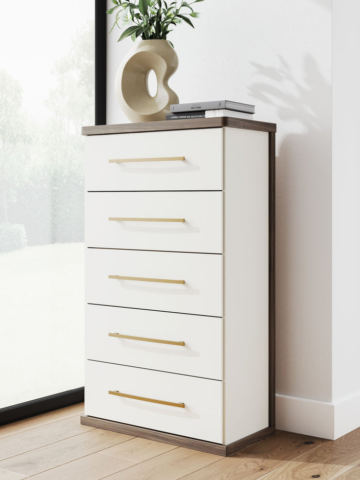 Kendanport - Five Drawer Chest - Brown / White image 3
