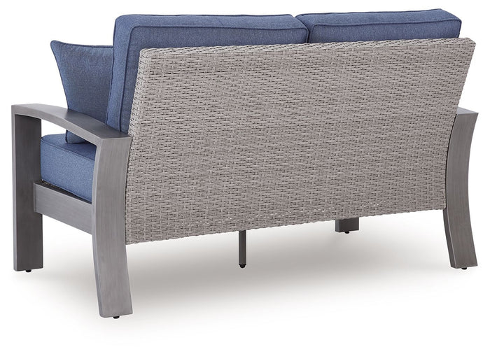 Half Moon Beach - Loveseat With Cushion - Blue / Gray image 3