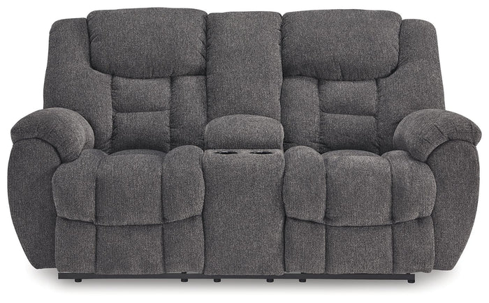 Foreside - Dbl Reclining Loveseat with Console - Charcoal image 2