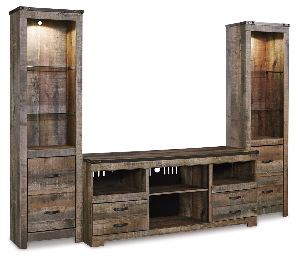 Dark Brown / 3 Pc. - Entertainment Center - 63" TV Stand