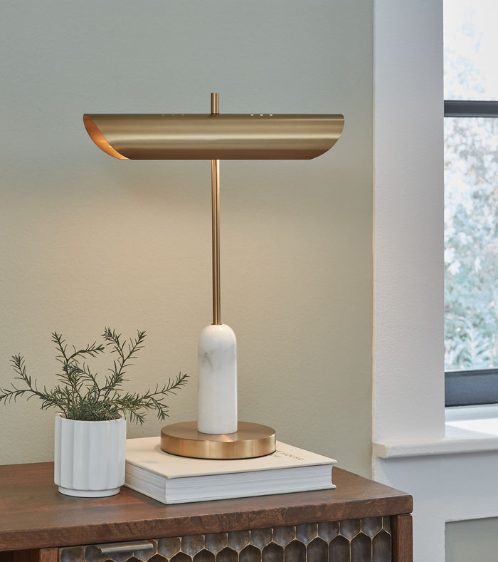 Rowleigh - Marble Desk Lamp - Gold Finish / White image 3
