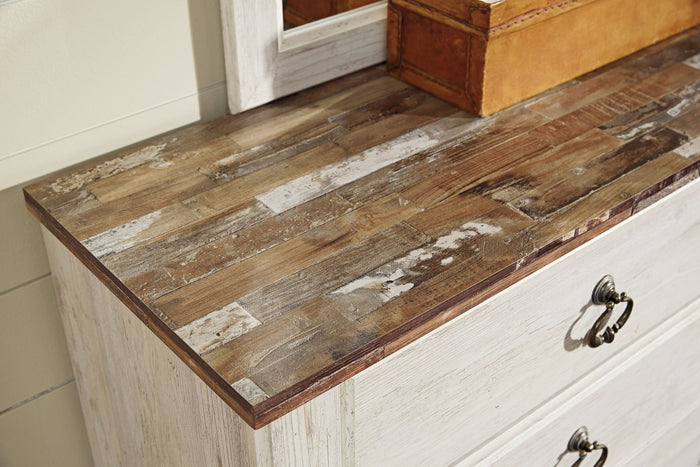 Willowton - Five Drawer Chest - Brown / Beige / White image 3